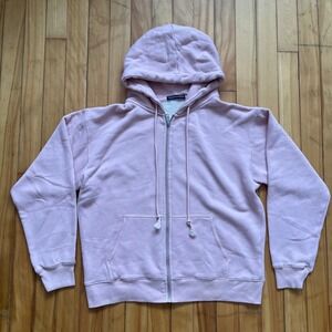 Brandy Melville Pink Zip Up Hoodie Oversized Fleece Lined Sweatshirt One Size
